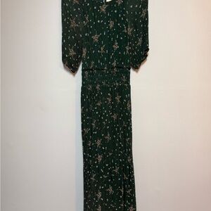 Boden Dark Green Floral Long Sleeve Dress